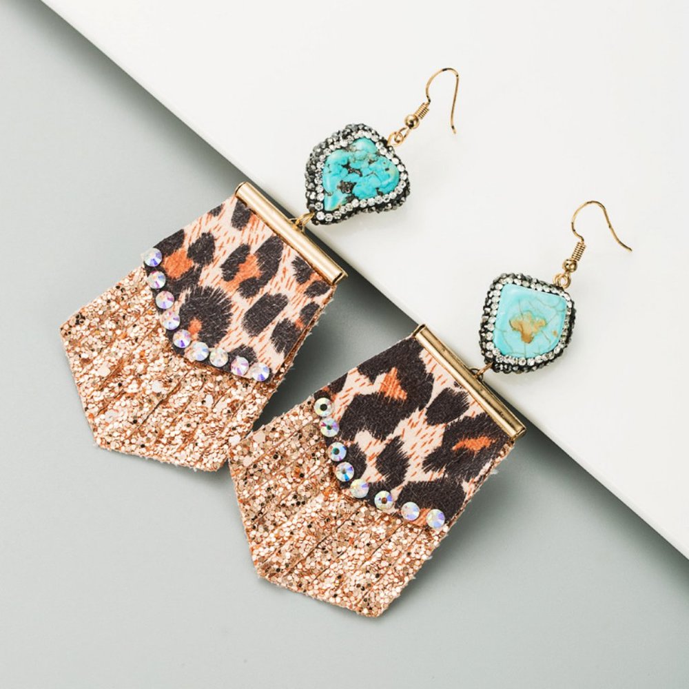 Boho Animal Print Fringe Earrings